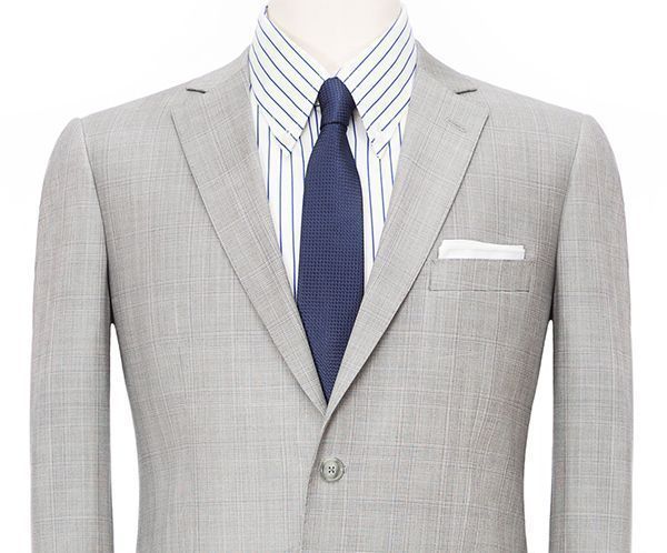 Suit Lapel Styles Notch Lapel Style Grey Overcheck Jacket Wool Linen