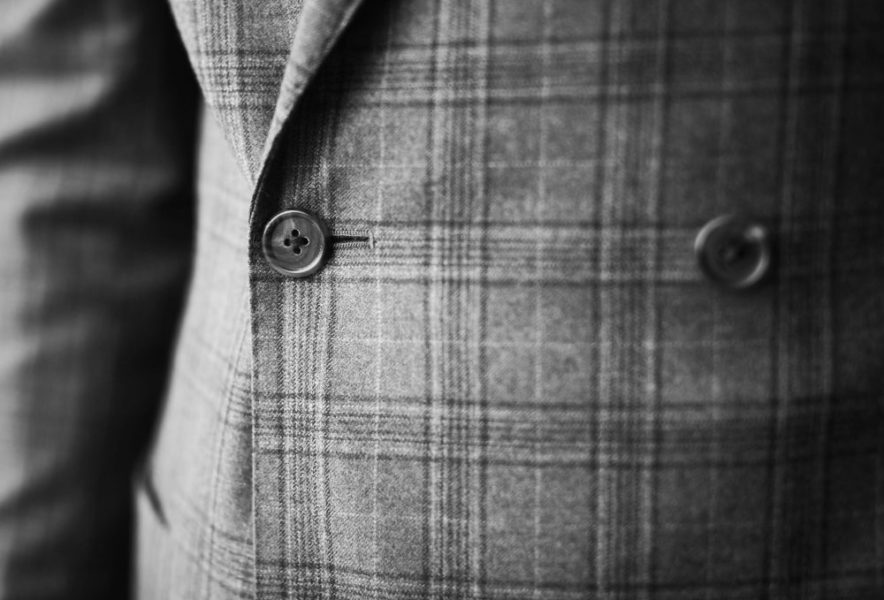 Close up of quality grey check fabric used for Senszio
