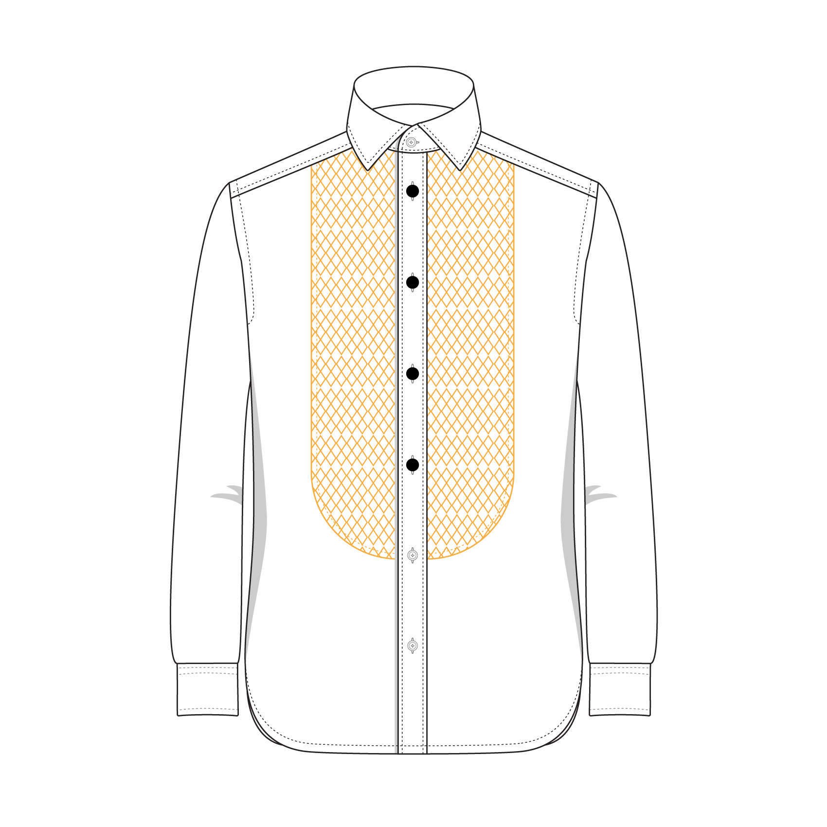Tuxedo Bib Pique Front Stud Holes