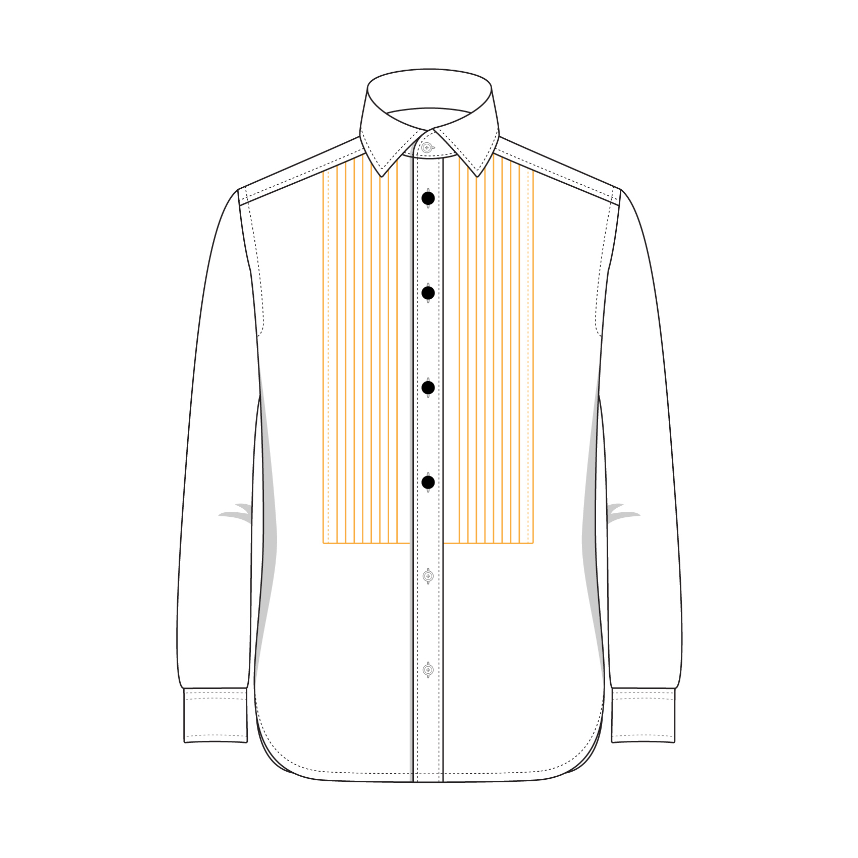 Tuxedo Pleated Front Stud Holes