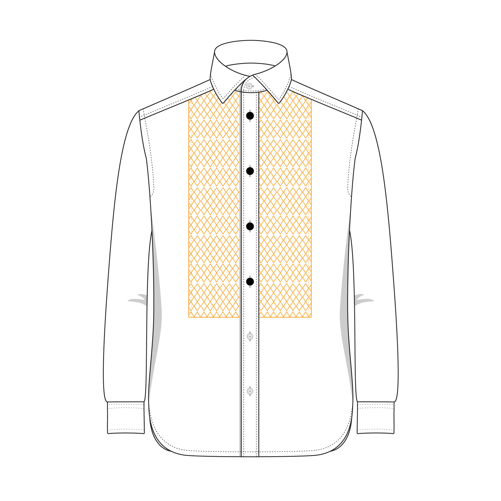 Tuxedo Squared Pique Front Stud Holes