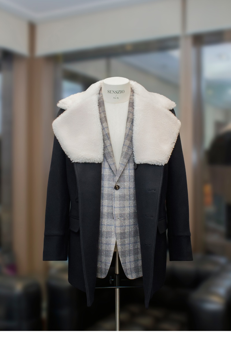 Shearling Peacoat with Sport Jacket