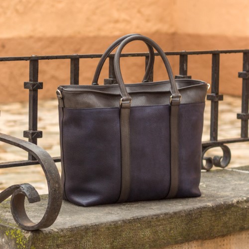 Leathergoods Causaltote Grey Painted Full Grain + Navy Painted Full Grain