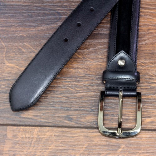 Venice Belt Black Box Calf + Black Lux Suede
